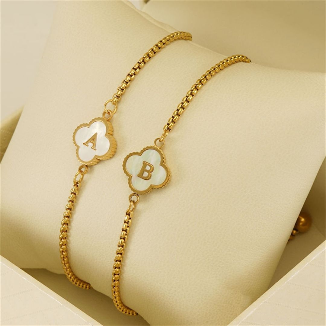 Personalised Clover Initial Bracelet