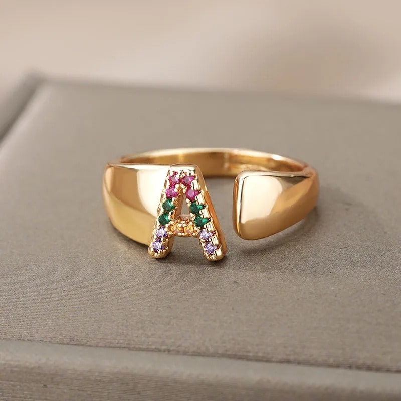 Personalised Chunky Rainbow Initial Ring