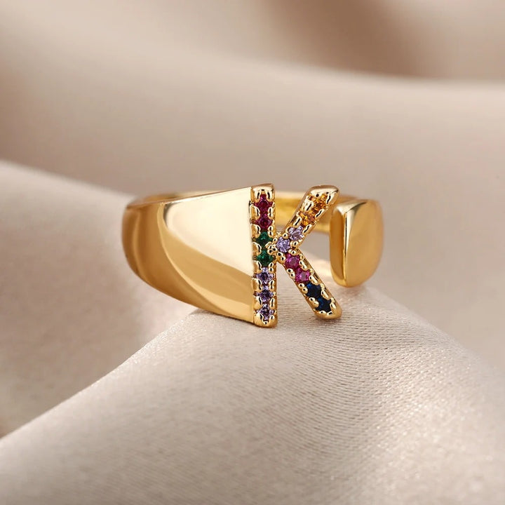 Personalised Chunky Rainbow Initial Ring