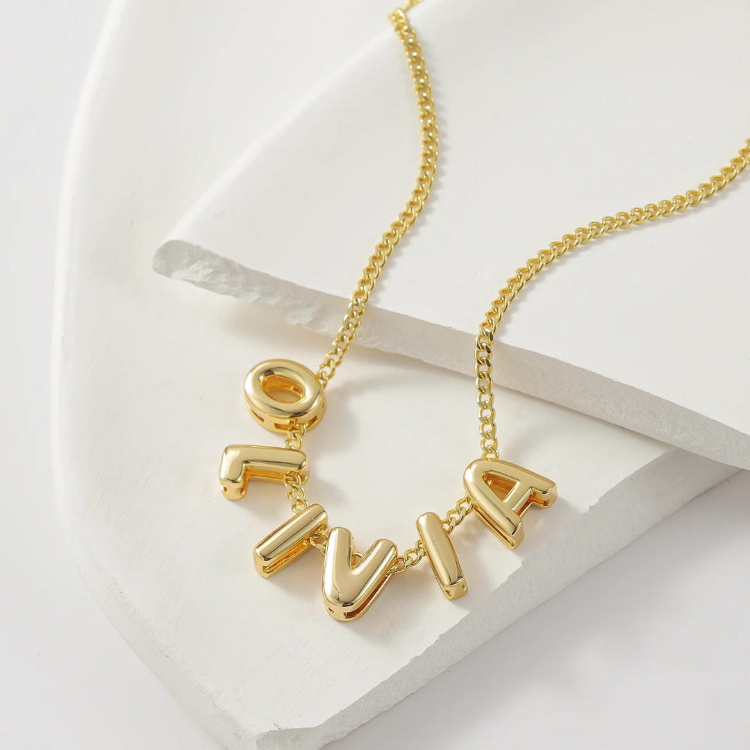 Personalised Zelina Bubble Name Necklace