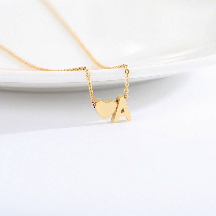 Samela Heart Initial Necklace - Celeste Adore